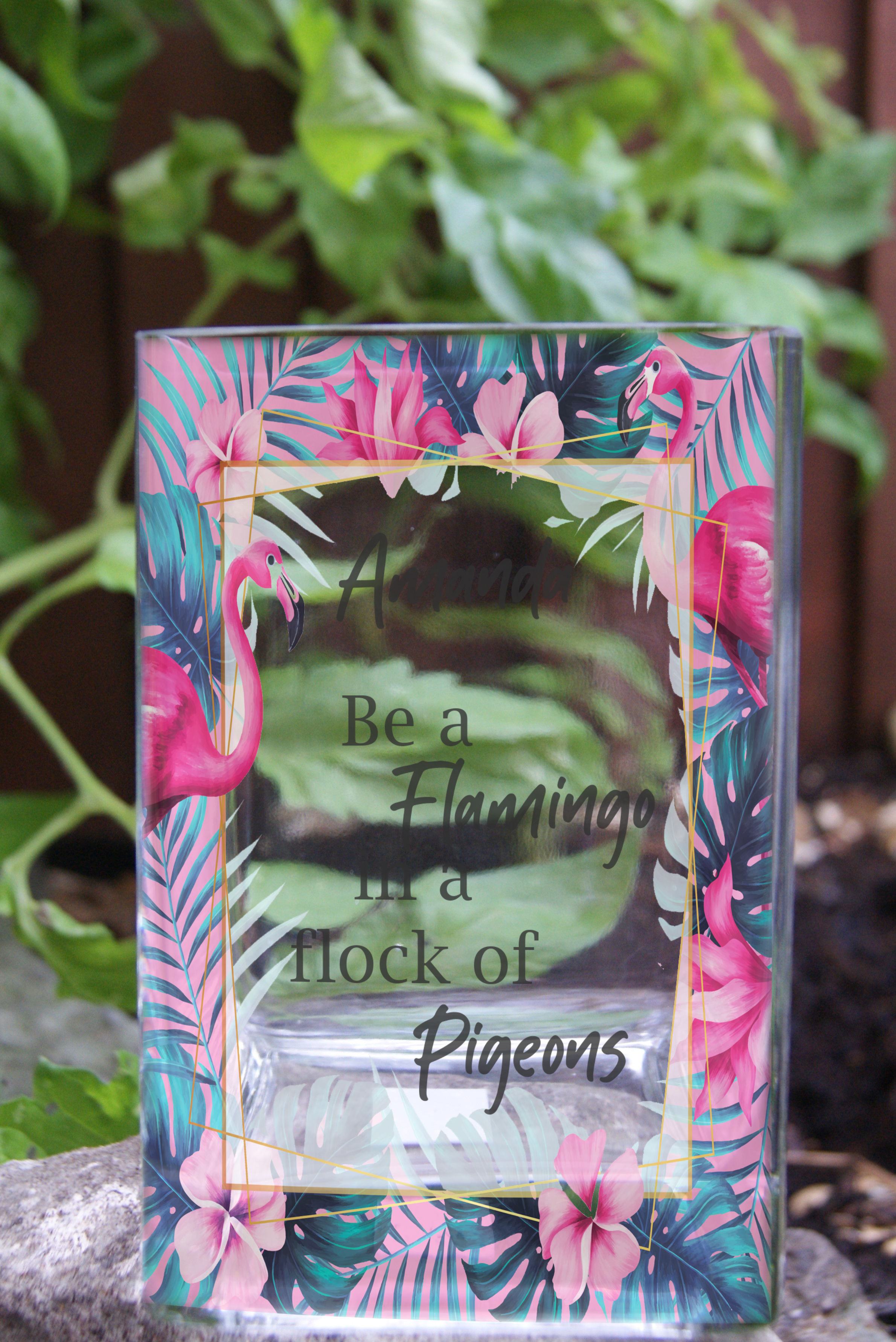 Personalised Flamingo Glass Vase
