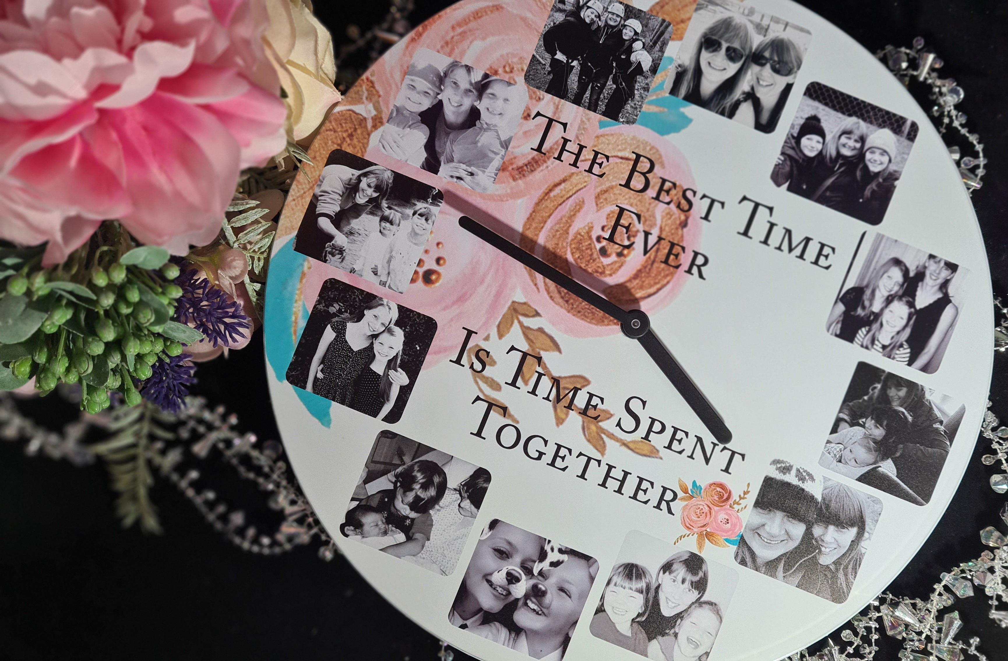 The Best Time Wooden 12 Photo Clock