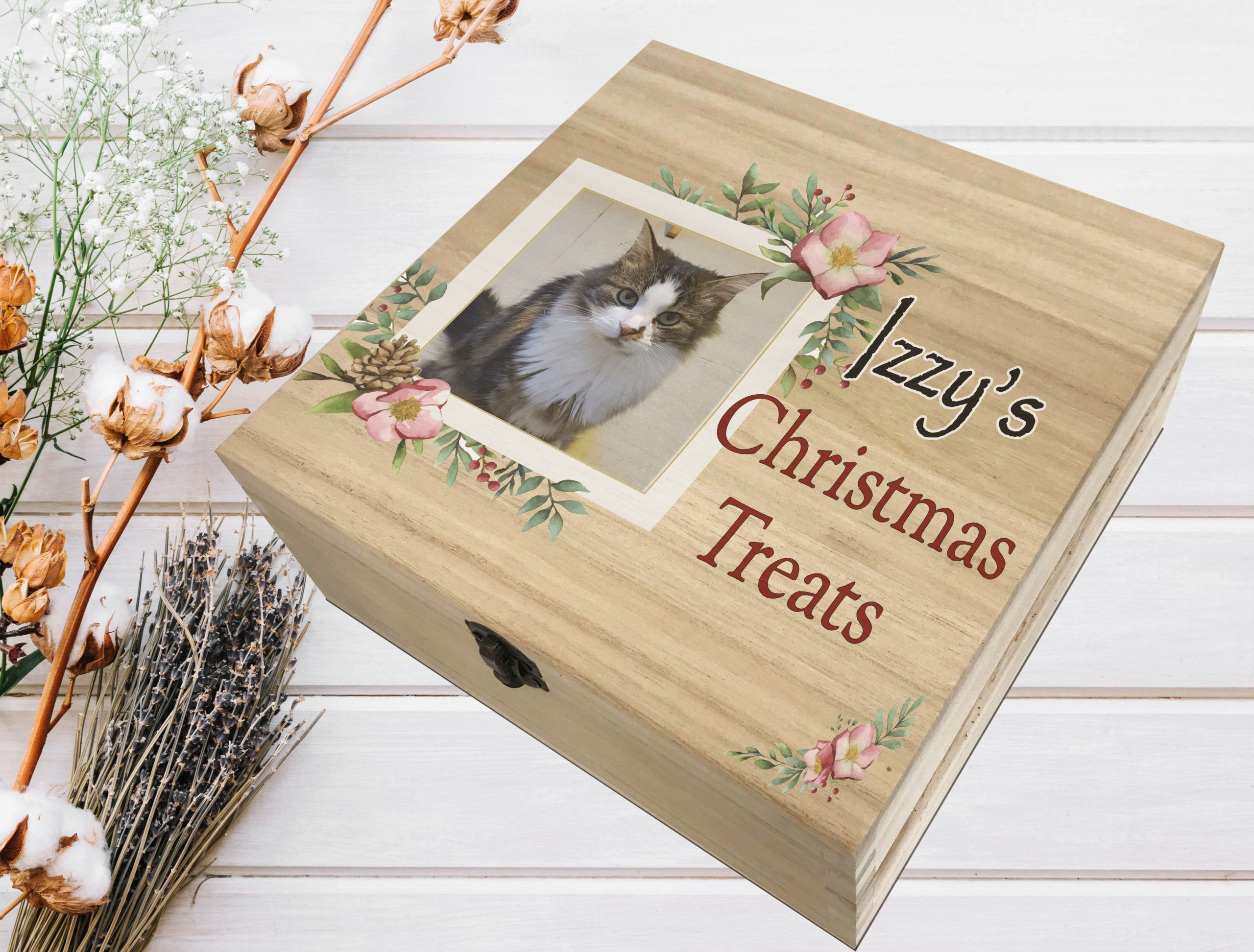 Personalised Family Christmas Treats Deep Wooden Box