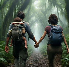 Un couple main dans la main avance ensemble vers la lumière