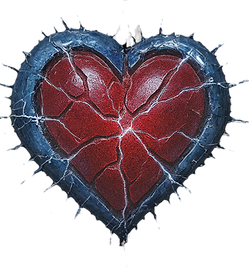 Coeur fissuré par ses fragilité, protégé par des piques