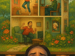 Une femme qui s’efforce d’apparaître forte et pleine de bonté affiche un large sourire, tout en portant le poids de l’indifférence de sa famille et de l’intrusion constante de ses parents. Seuls ses yeux trahissent la douleur silencieuse de son enfant intérieur.