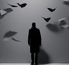 un personnage se sent face à un mur, inexistant et isolé