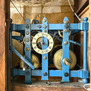 A photo of the clock mechanism