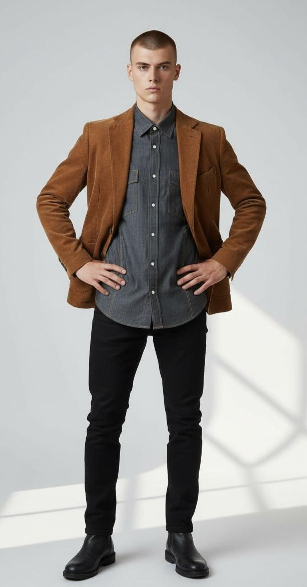 Veste effet peau de pêche tabac "Jerry Key"