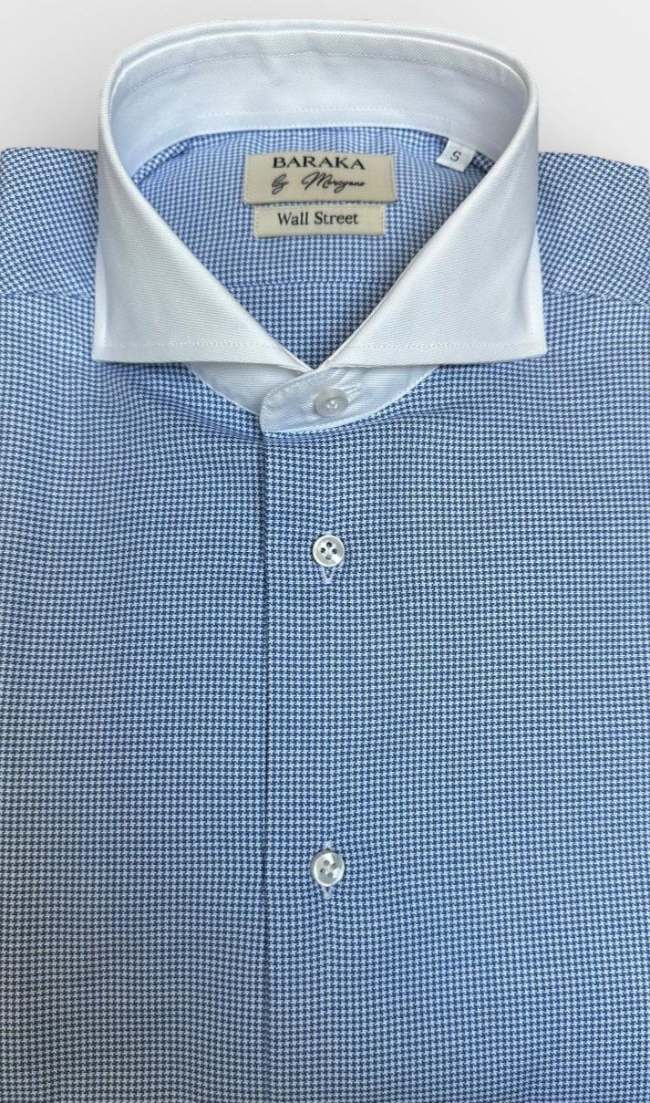 Chemise "Wall Street"  pied de poule bleu foncé