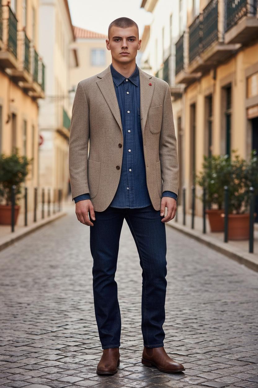 Veste beige chevron "Jerry Key"