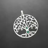 Amulett Glücksbringer Baum Edelsteine groß 925 Silber
