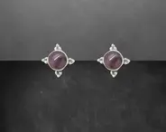 Granatohrstecker rot dunkelrot weinrot verziert groß Silber 925