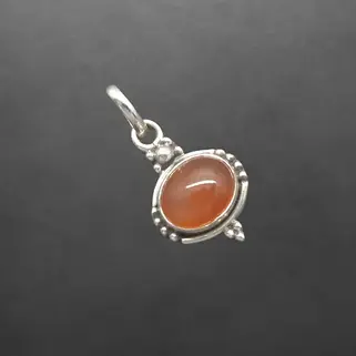 Carnelian rot braun orange zierlich klein Amulett Anhänger 925 Silber