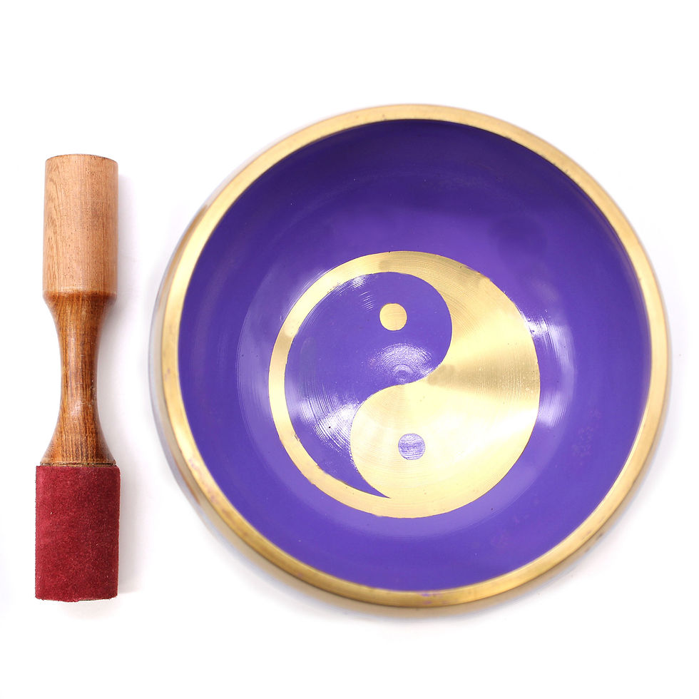 Miniatura: Juego de Cuenco Tibetano - Yin & Yang - Blanco/Morado 14cm