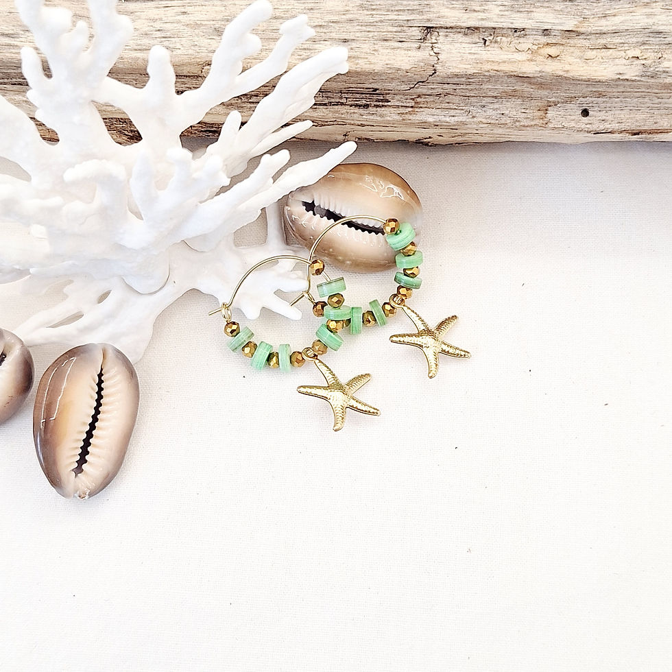 Thumbnail: 🐚Boucles d'Oreilles Oasis d'Océanie - Jardins du Pacifique