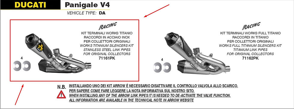 الصورة المصغرة: نظام Arrow شبه كامل من الفولاذ المقاوم للصدأ Ducati Panigale V4/S/R (18-24) 71161PK
