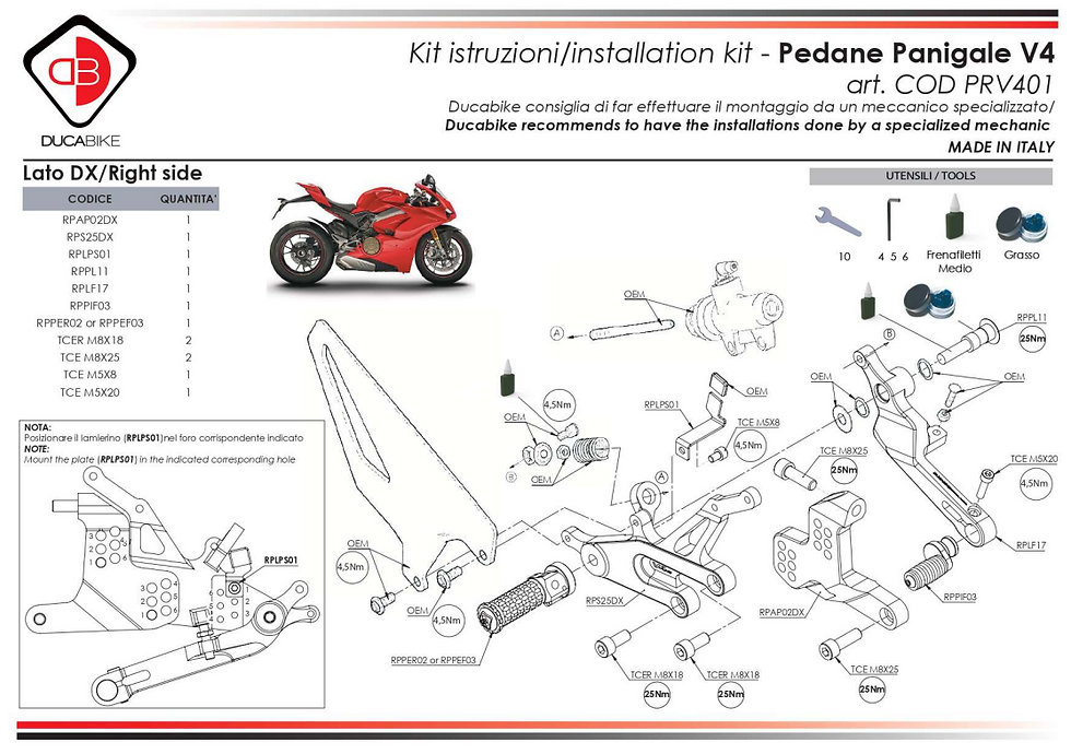 Miniatura: Sistema de reposapiés "SBK" Ducabike Ducati Panigale V4/S/R (18-22)