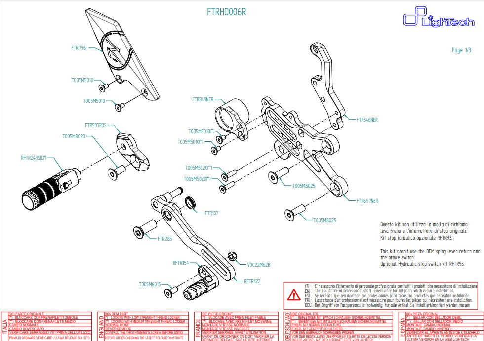 Miniatura: Sistema de reposapiés "R" LighTech Honda CBR 1000 RR (08-19)