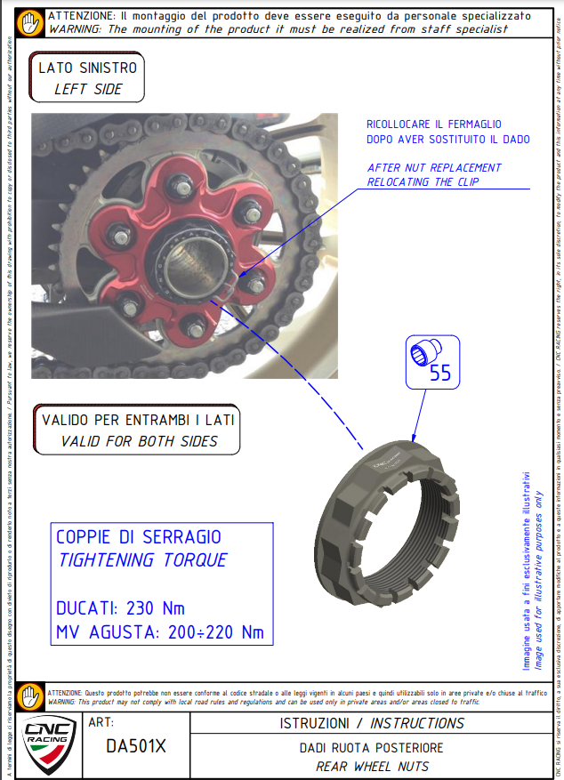 Miniature : Ecrou de Roue Arrière Titane CNC Racing Ducati Panigale V4/S/R (18-23)