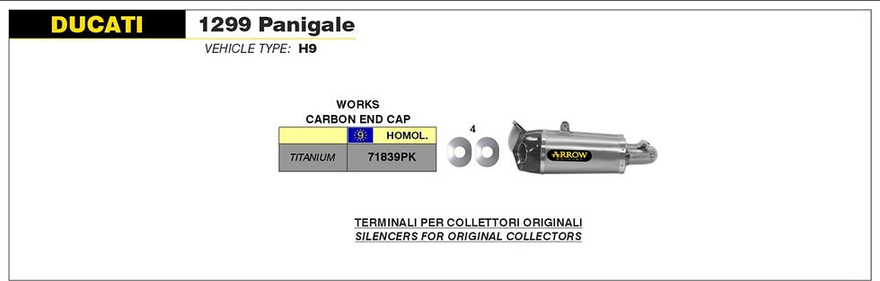 Thumbnail: Arrow Slip-On Titanium Ducati Panigale 1299/S (15-18) 71839PK