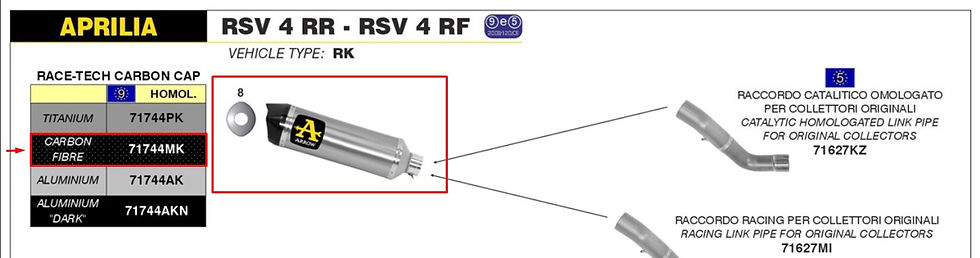 Miniaturbild: Arrow Slip-On Race-Tech Carbon Aprilia RSV4/RR/RF (15-16) 71744MK