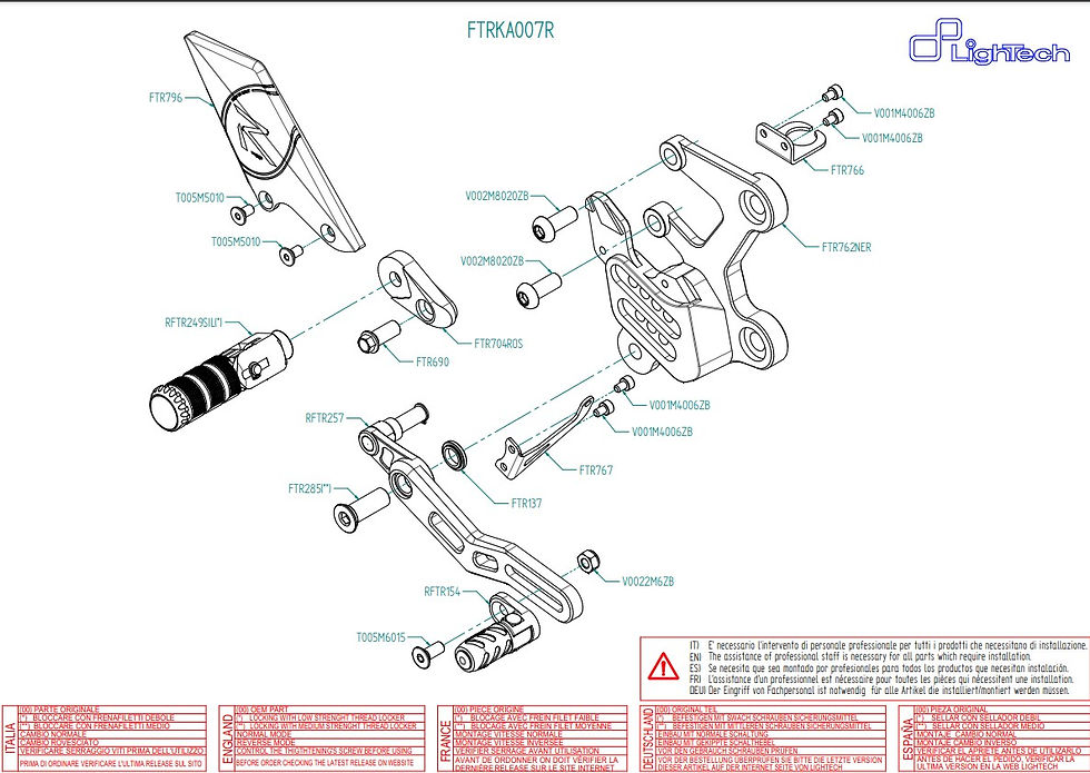 Thumbnail: Rearset R LighTech Kawasaki Ninja 400 (18-23)