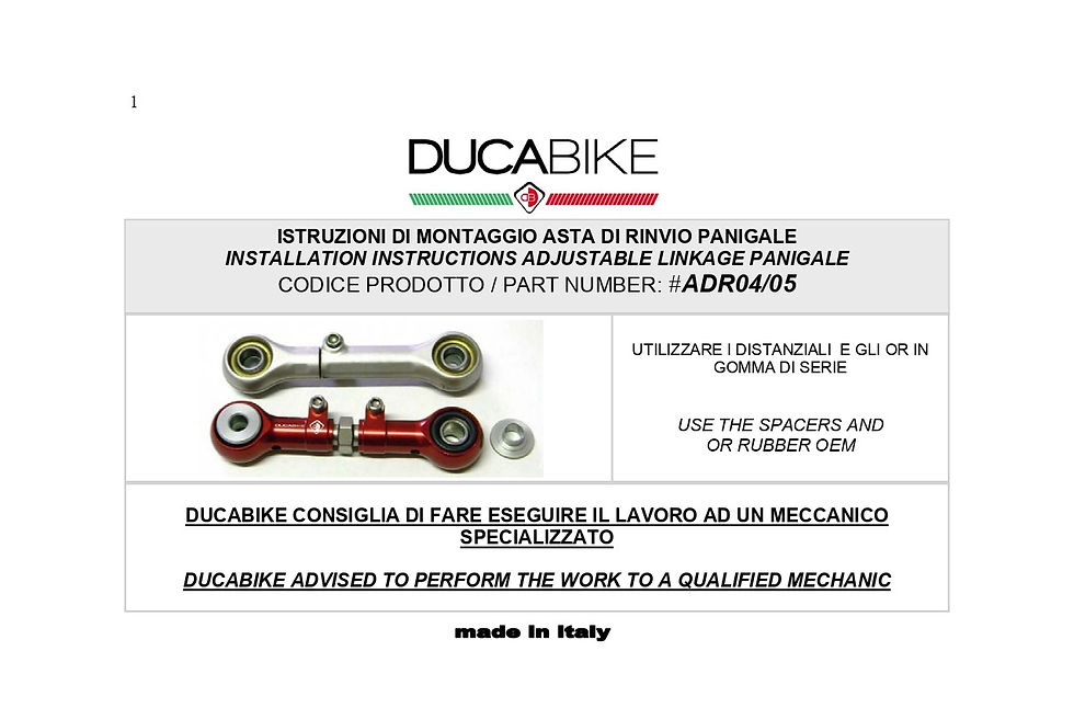 Miniatura: Varilla de empuje ajustable "Versión larga" Ducabike Ducati Panigale V2 955 (20-23)