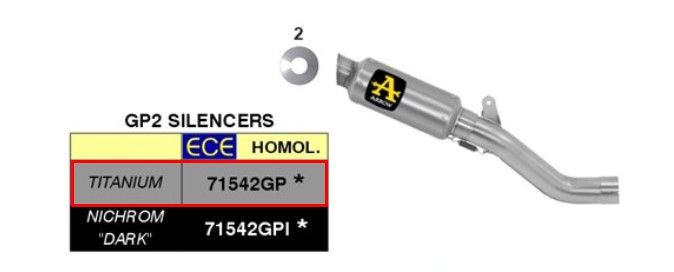 Miniaturbild: Arrow Slip-On Kit GP2 Titanium Aprilia RSV4/RR/RF (17-18) 71542GP