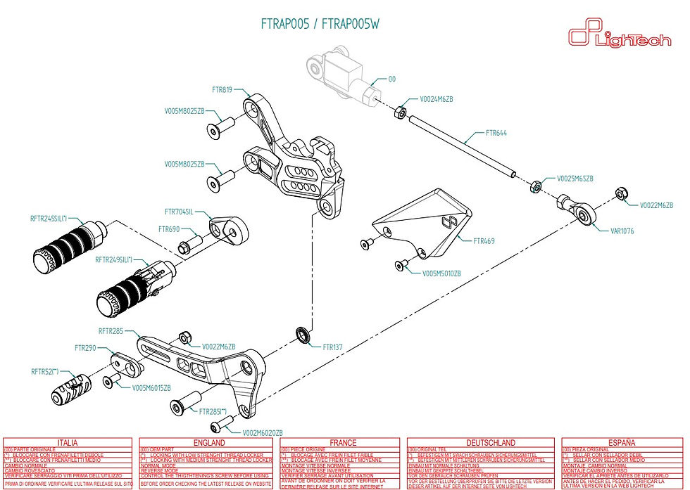 Miniaturbild: Fußrastenanlage LighTech Aprilia RSV4/1100 Factory/RF/RR (17-20)