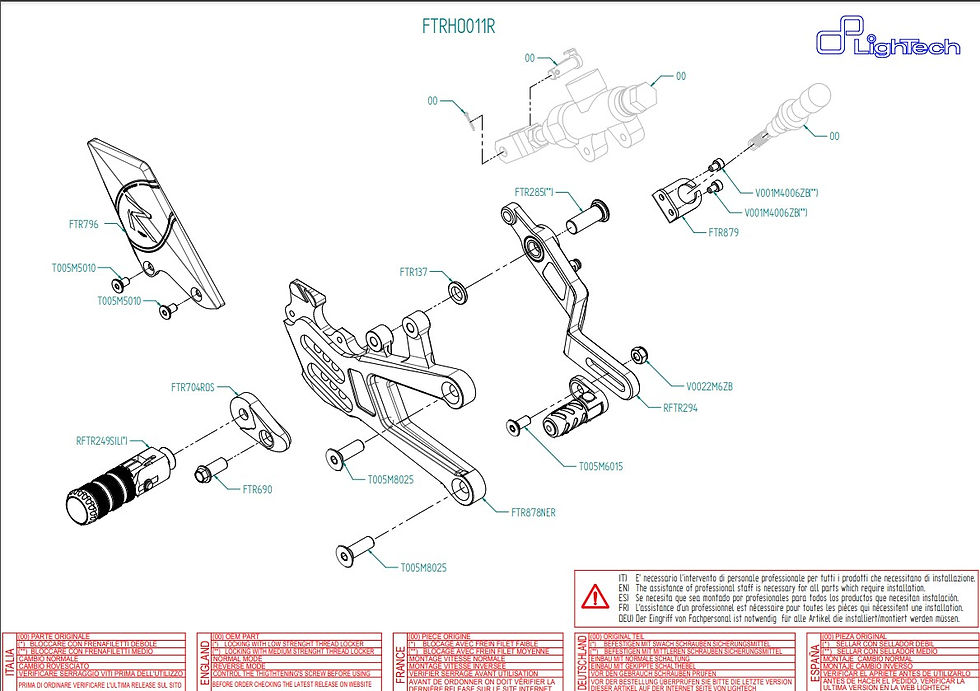 الصورة المصغرة: نظام مسند القدمين "R" LighTech Honda CBR 1000 RR-R SC82 (20-23) (مع ABE)
