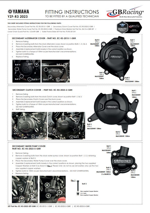 Thumbnail: Engine cover protectors complete set GBRacing Yamaha YZF-R3 (23-24)
