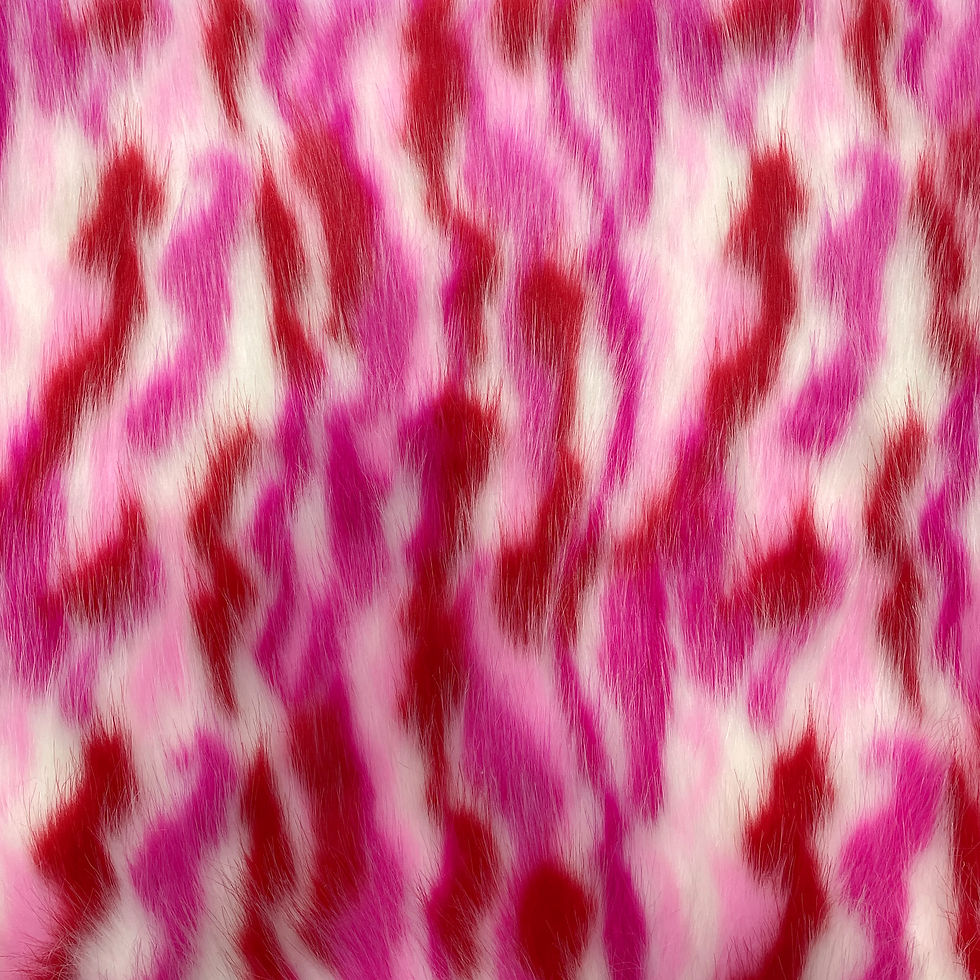 Pink Stripe Rainbow Faux Fur Fake Fabric for Crafts
