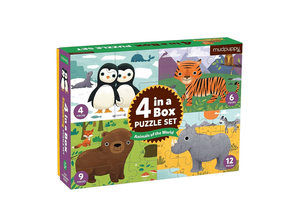 Rent Mudpuppy Animals Of The World 4-in-A-Box Progressive Puzzle from Playchest singapore toy rental