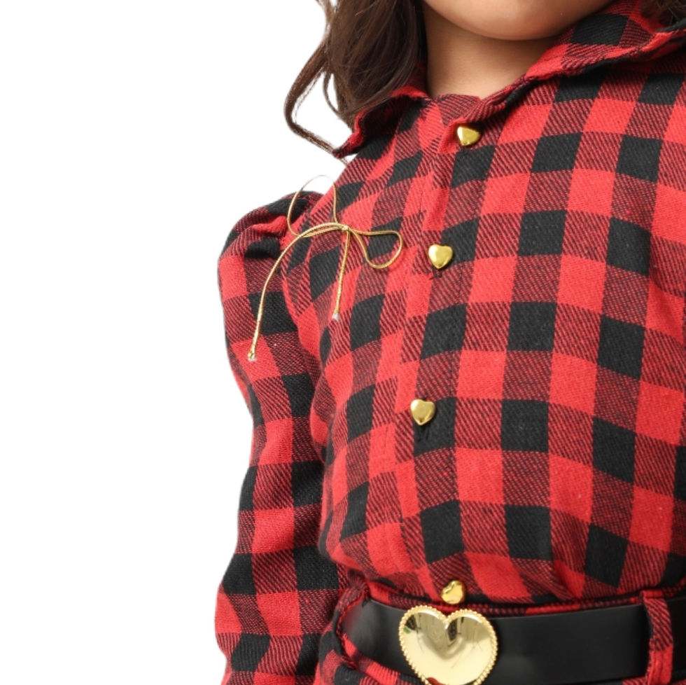 Miniatura: Conjunto Xadrez Camisa e Short Saia com Cinto Coração