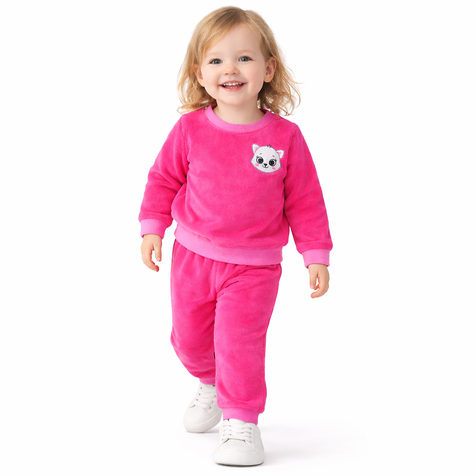 Miniatura: Conjunto Infantil Fleece Inverno Super Macio Quentinho Confortável Menina 1 2 3