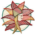 femme soleil rouge jaune tulle brodé.
