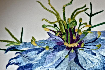 damask nigella + fabric printed