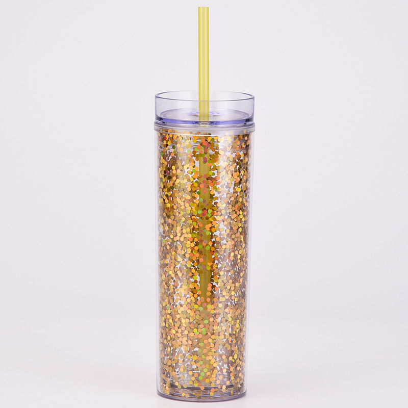 縮圖：珠片塑料吸管杯 (450ml)