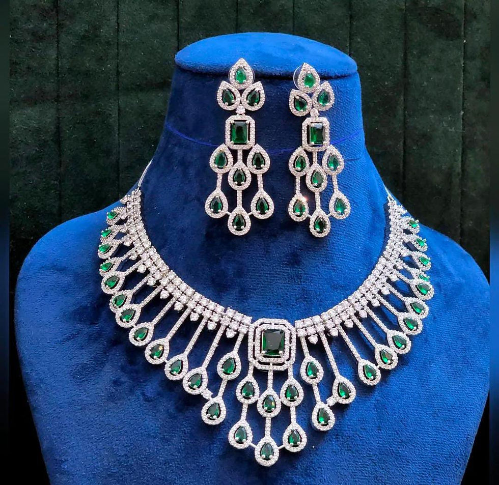 Thumbnail: Diamond chokar necklace earrings set