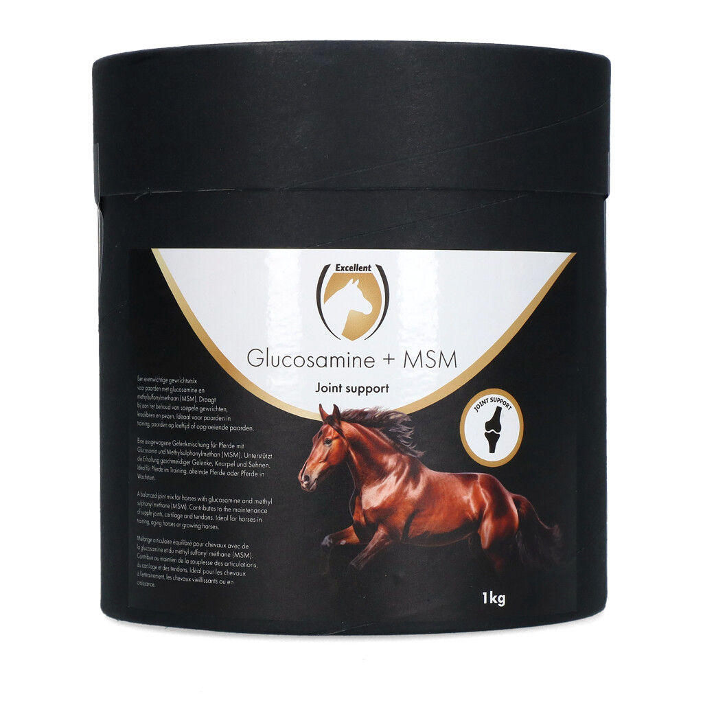 Excellent Horse Glucosamine + MSM 1 kg – supplement voor soepele gewrichten en pezen bij paarden