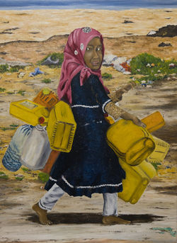 Bimba con taniche vuote - olio su tela - 60x80 - 2021