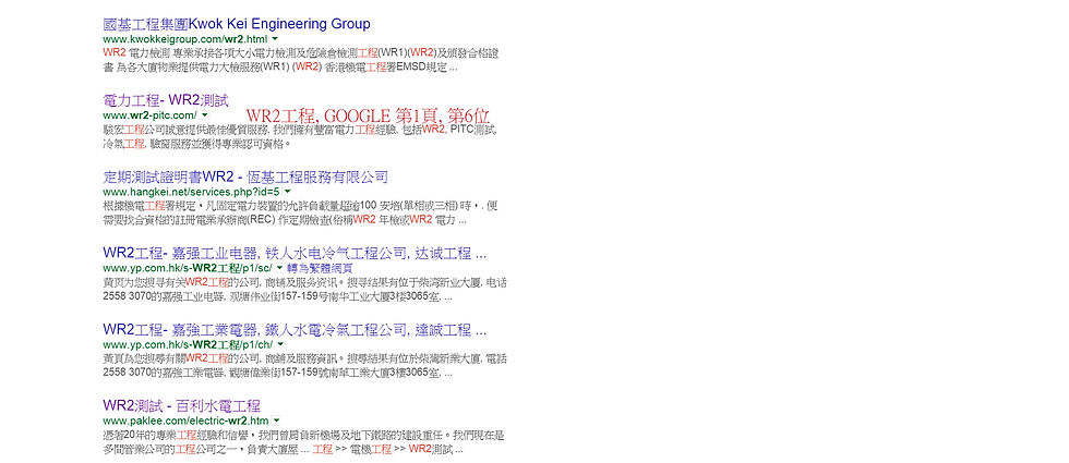WR2工程, 網站優化後位置