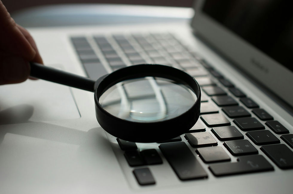 Magnifying glass over a keyboard