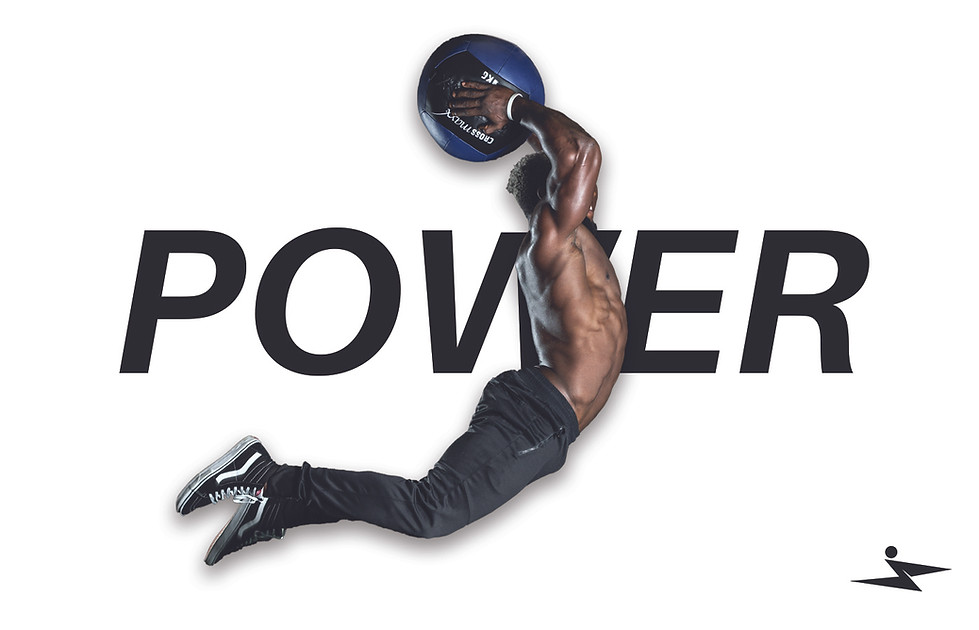 Branded social media post with the word “POWER” in bold typography.