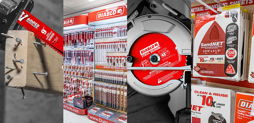Hero image showcasing Diablo Tools branding with bold red and white graphics and construction tool visuals.
