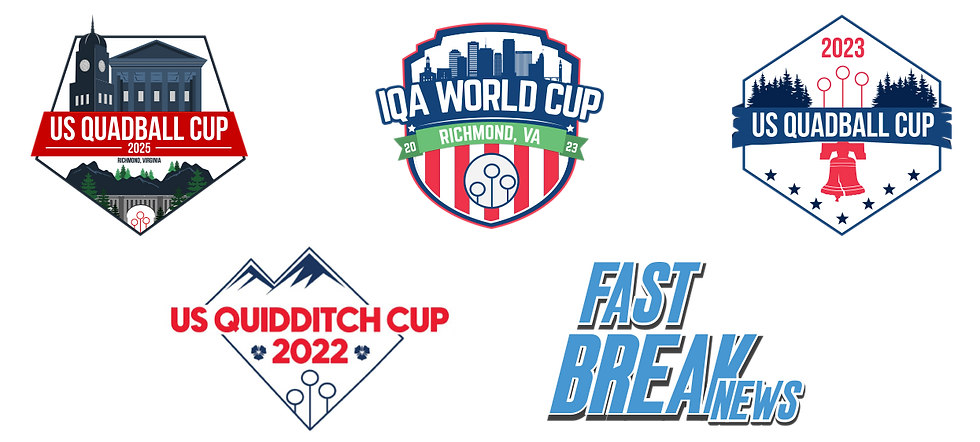 Collection of US Quadball team and league logos.