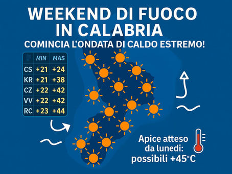 **Weekend stabile e con caldo in intensificazione, preludio di un inizio di settimana rovente! Tutti i dettagli.