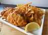 A plate of fish and chips