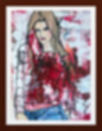 figurative portraiture with expressive abstraction mock up with frame