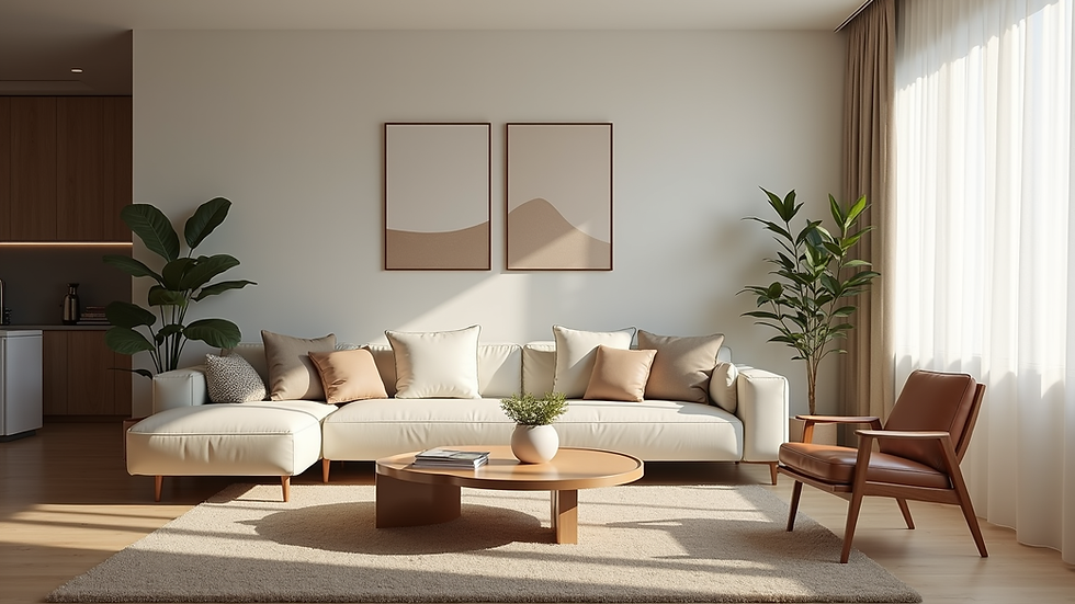 Eye-level view of a beautifully staged living room