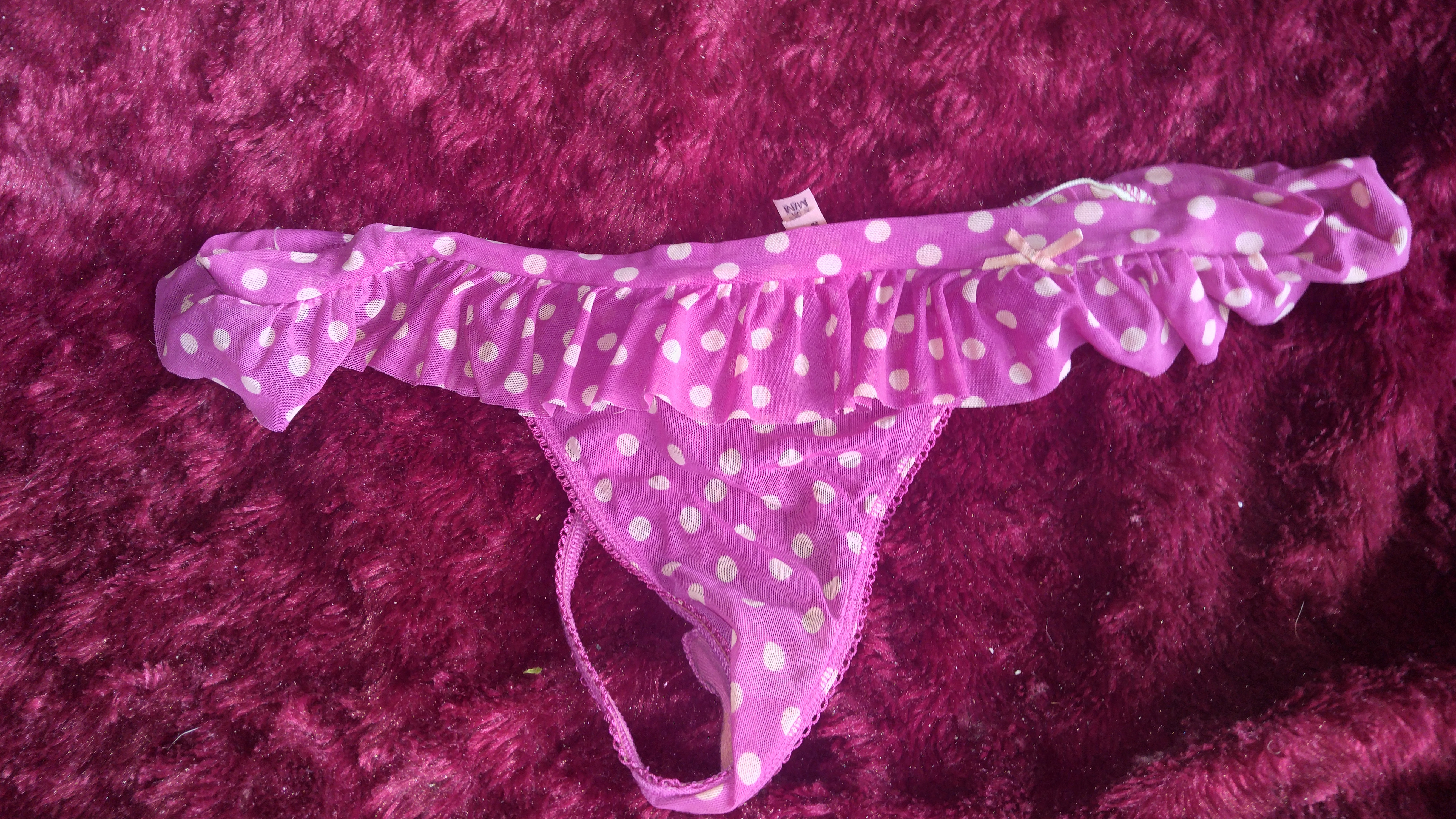 used pink polka dot gstring
