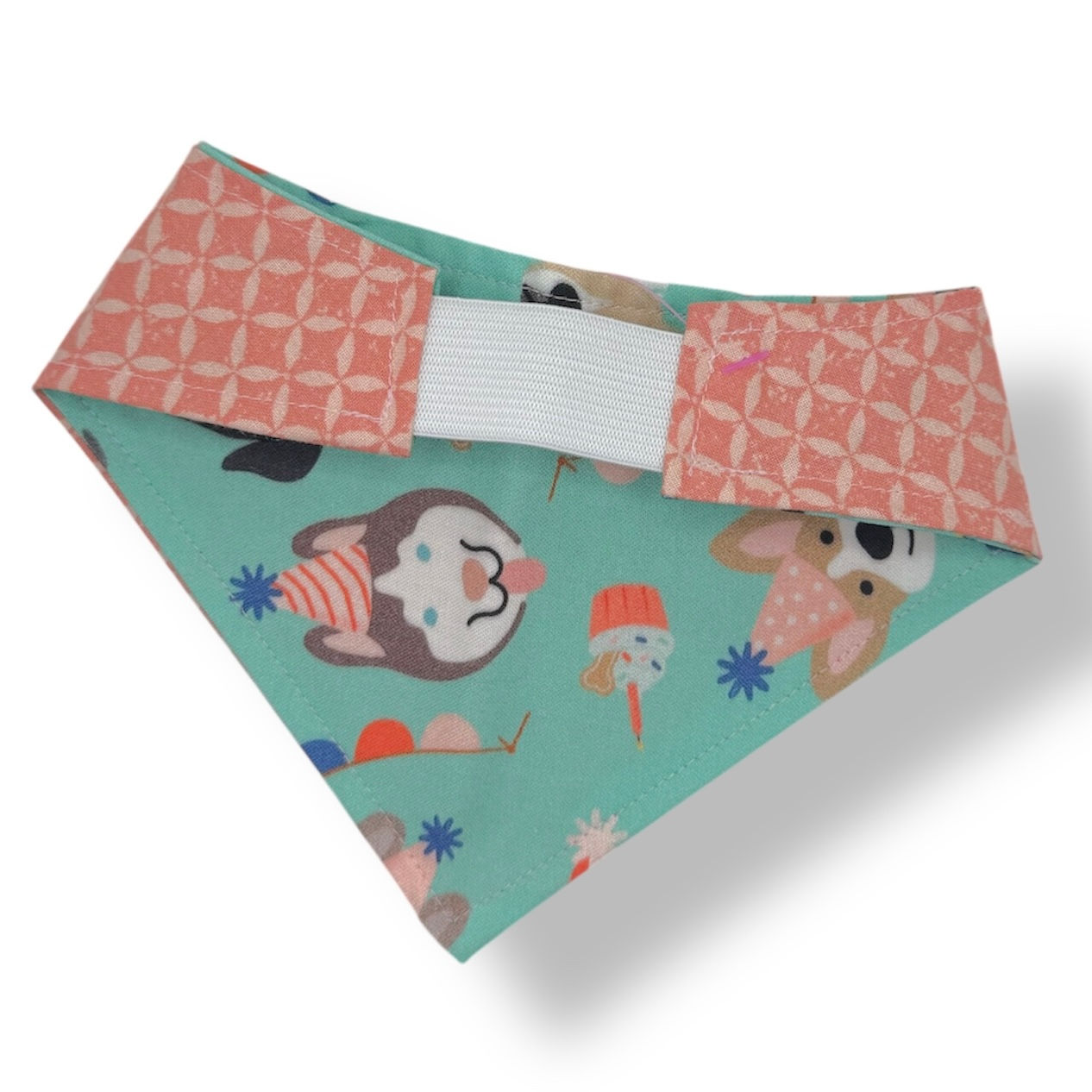 Teal Birthday Pups Reversible Bandana