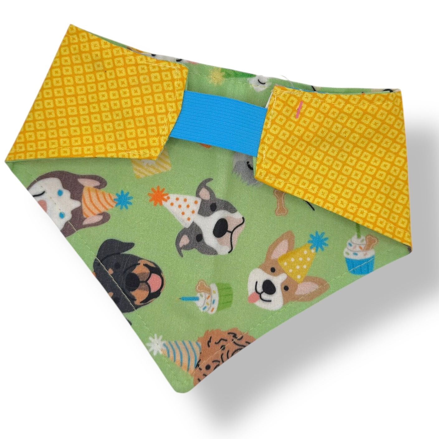 Green Birthday Pups Reversible Bandana